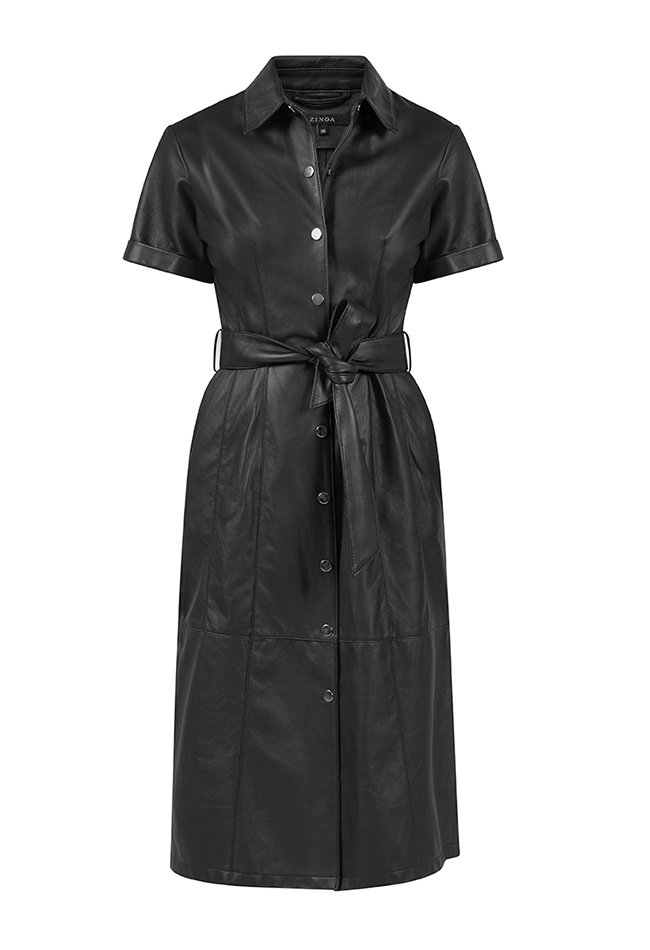 ZINGA Leather Blusenkleid Nappaleder in Schwarz | SUZE 5999