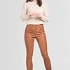 ZINGA Leather ZINGA Leder still AMALIA Mid-Rise stretch-leder 5 Pocket in farbe Cognac
