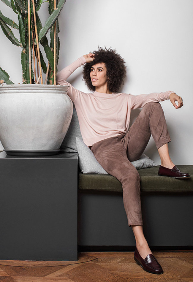 ZINGA Leather Exclusive Leather Boyfriend Trousers with Relaxed Fit and Pockets