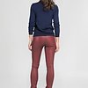 ZINGA Leather  Exklusive tiefrote High Waist Stretch-Lederleggings für lange Beine