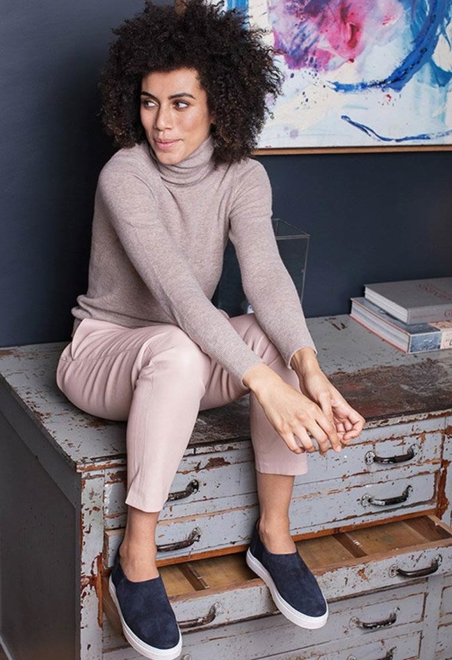 ZINGA Leather Exclusive Pink Blush Stretch Leather Boyfriend Trousers NOAH