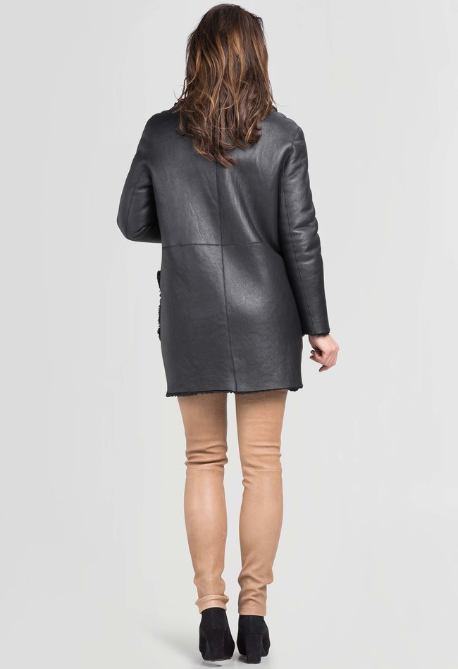 ZINGA Leather Damen-Lammfelljacke zum Wenden in Schwarz | DEBORAH 8999