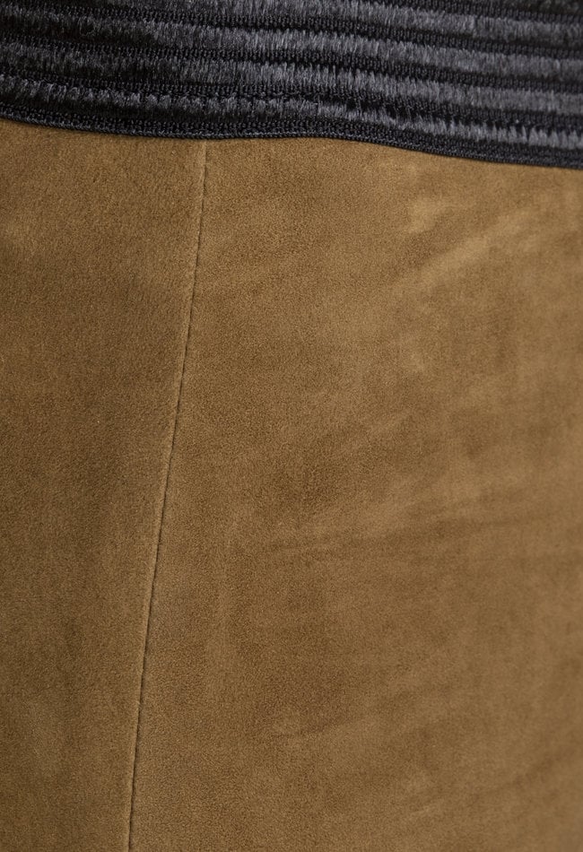 ZINGA Leather Exclusive Moss Green High Waist Stretch Suede Leggings for Long Legs