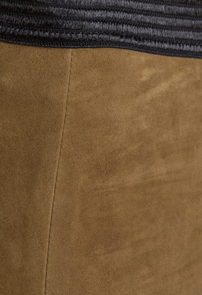 ZINGA Leather High Waist Stretch-Wildlederleggings für lange Beine | Moosgrün