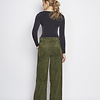 ZINGA Leather Exclusive Green Wide-Leg Suede Trousers with Stretch and Pockets
