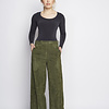 ZINGA Leather Exclusive Green Wide-Leg Suede Trousers with Stretch and Pockets