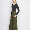 ZINGA Leather Exclusive Green Wide-Leg Suede Trousers with Stretch and Pockets