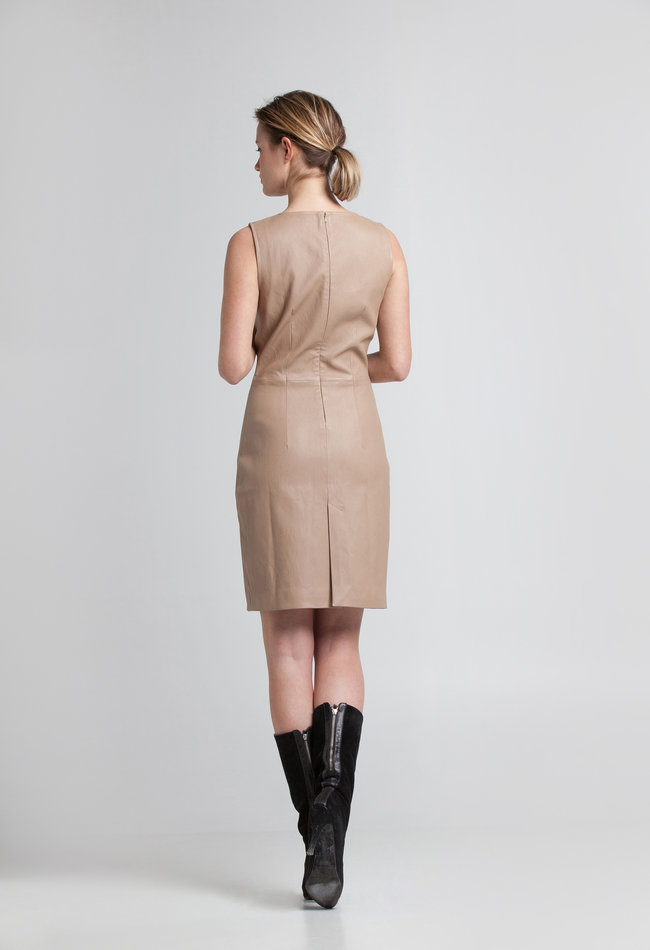 ZINGA Leather Jurk echt leer dames ecru | Sabine 6101