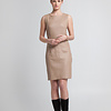 ZINGA Leather Kurzes Echtleder-Kleid in Ecru aus Nappaleder | SABINE 6101