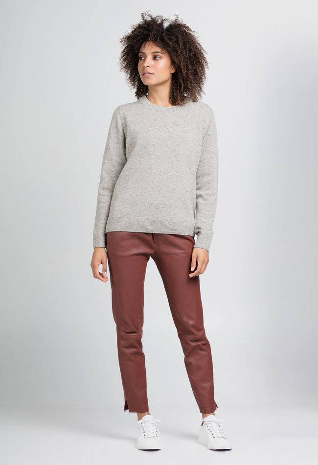 ZINGA Leather Exclusive Merlot Leather Boyfriend Trousers NOAH with Relaxed Fit
