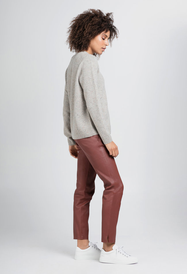 ZINGA Leather Exclusieve Merlot Leren Boyfriend Broek NOAH met Relaxed Fit