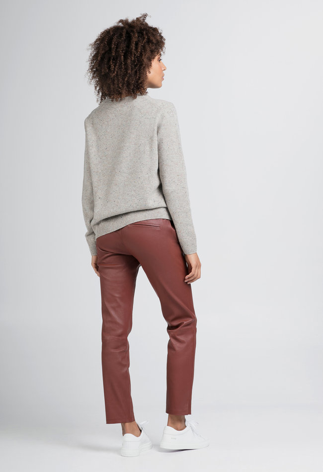 ZINGA Leather Exclusieve Merlot Leren Boyfriend Broek NOAH met Relaxed Fit