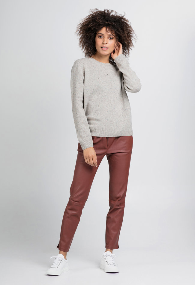 ZINGA Leather Exclusieve Merlot Leren Boyfriend Broek NOAH met Relaxed Fit