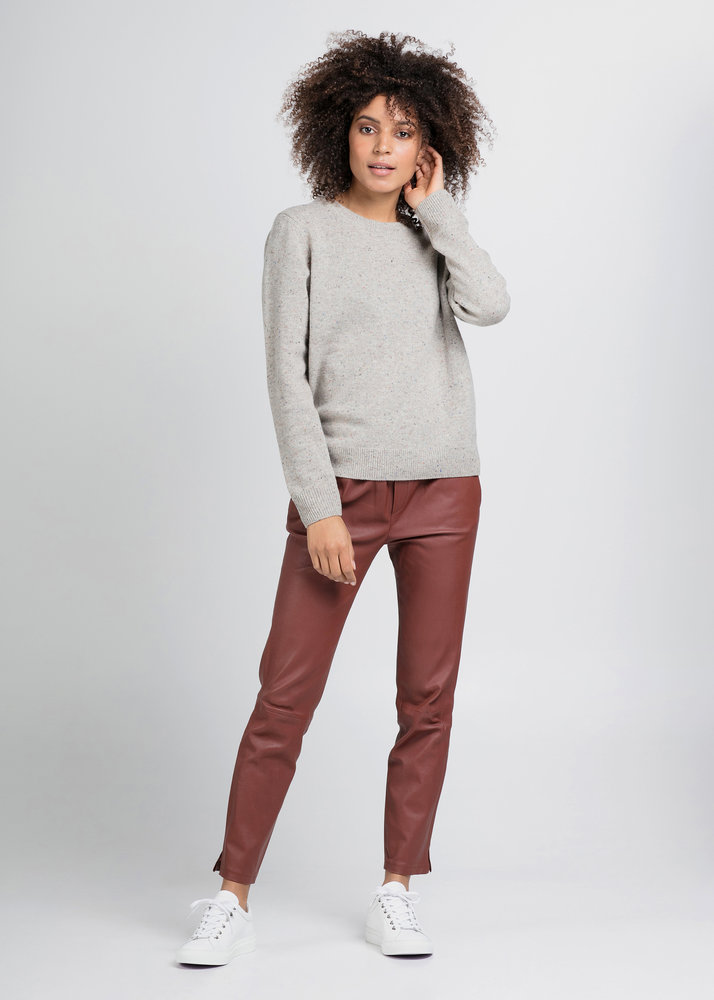 ZINGA Leather Boyfriend broek echt leer dames merlot | Noah 6310