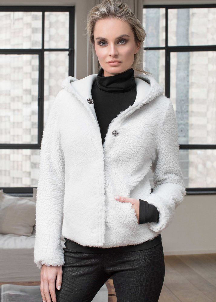 ZINGA Leather Reversible Lammy coat wit | Pam 8300