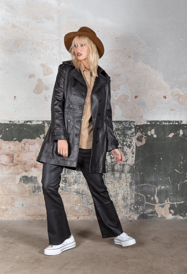 ZINGA Leather Leder-Kurzmantel Damen in Schwarz aus Glattleder | LOIS 5999