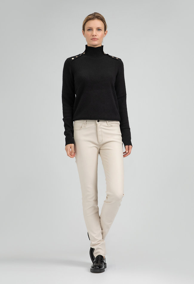 ZINGA Leather Real leather pant women off white | Amalia 6006