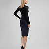 ZINGA Leather Real leather, suede pencil skirt women Navy Blue | Coco 4200