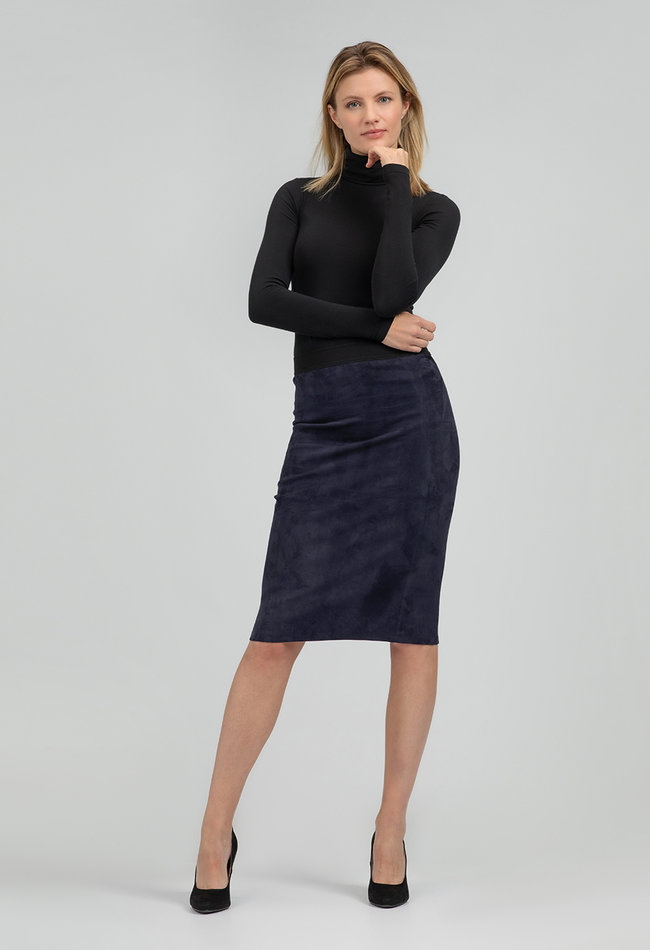 ZINGA Leather Echt leer, suede kokerrok dames Navy Blauw | Coco 4200