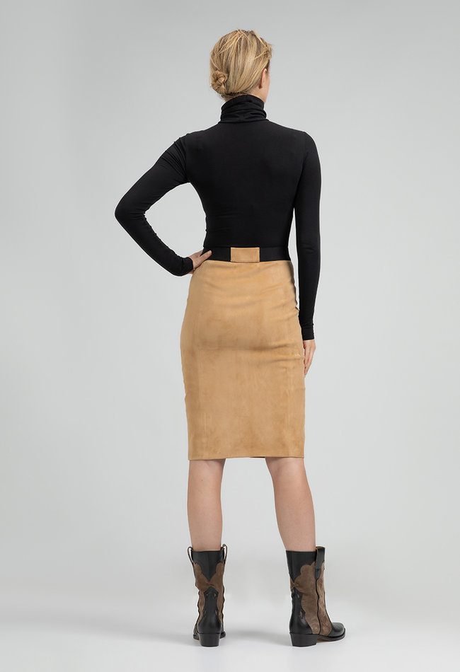 ZINGA Leather Echt leer, suede kokerrok dames Ecru| Coco 4334