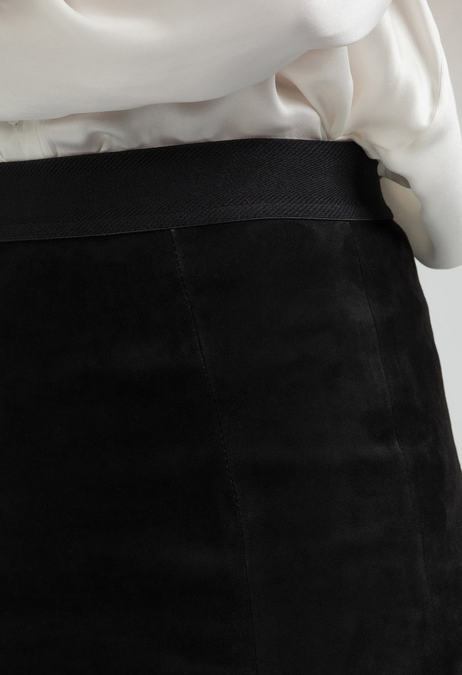 ZINGA Leather Echt leer, suede kokerrok dames zwart| Coco 4999