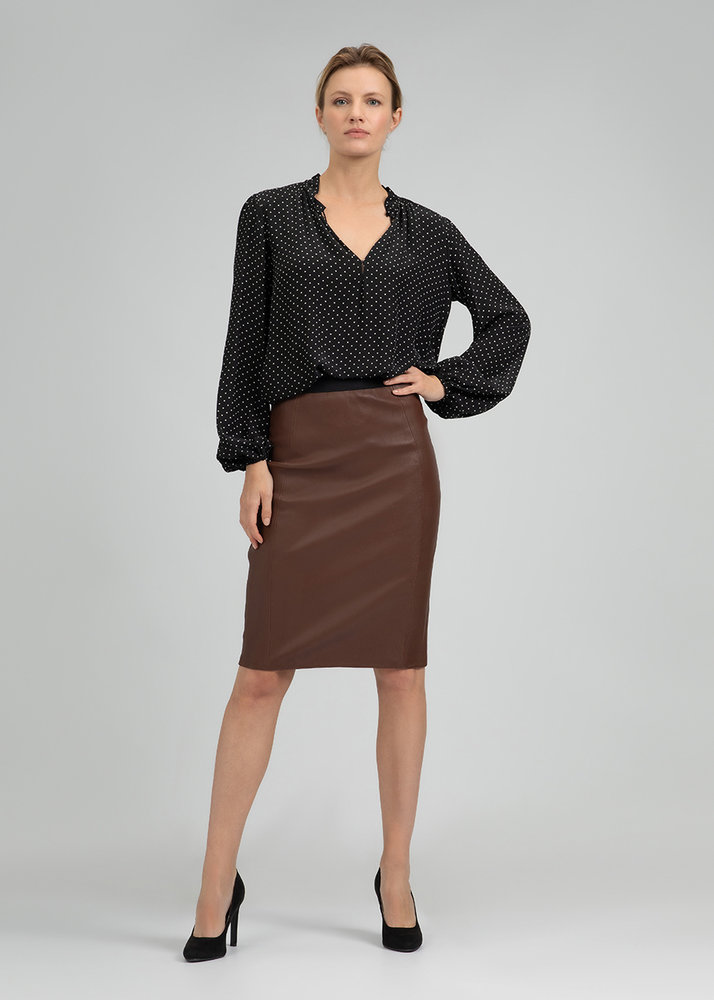 ZINGA Leather Echt leer kokerrok dames cinnamon | Coco 6822 ZINGA Leather Echt leer kokerrok dames cinnamon | Coco 6822