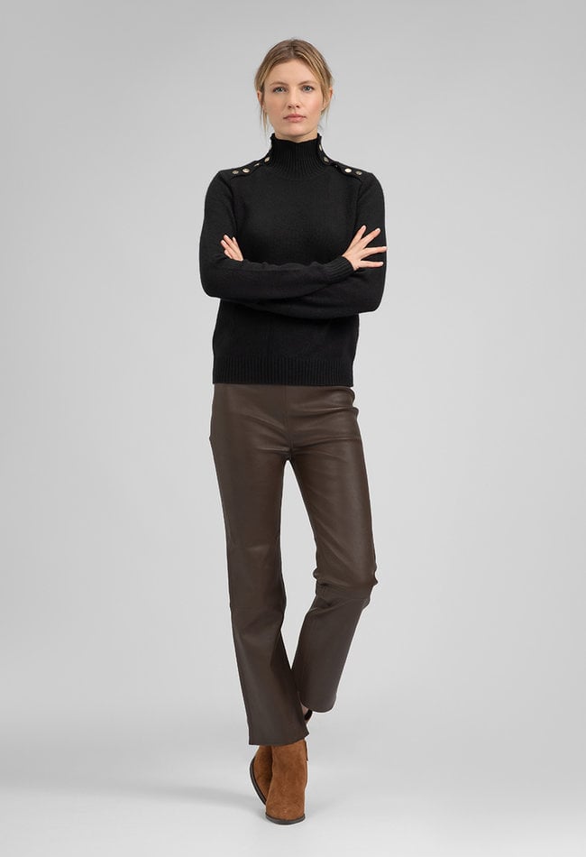 ZINGA Leather 210510-6116 | High-Waist| Stretch Lederleggings | Lina |  Braun