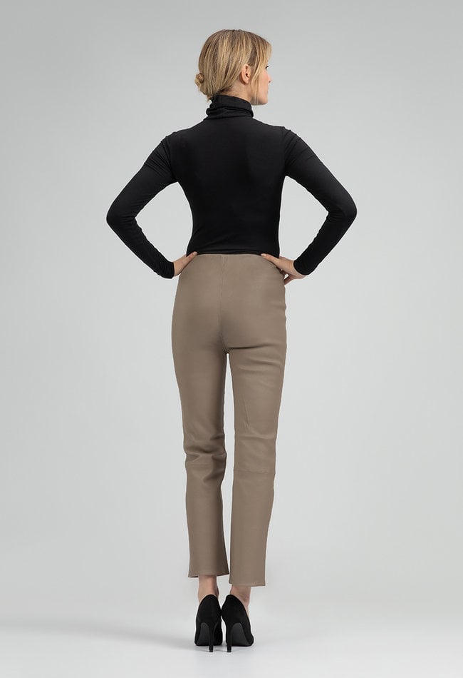 ZINGA Leather 210510-6654 | High-Waist Lederleggings Lina Taupe