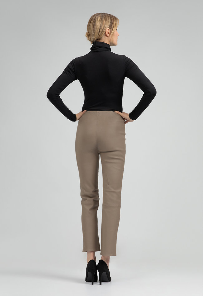 ZINGA Leather Real leather pant women taupe| Lina 6654