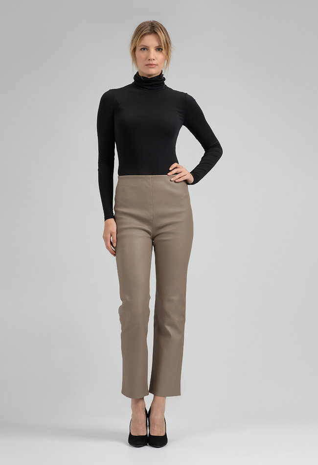 ZINGA Leather Real leather pant women taupe| Lina 6654