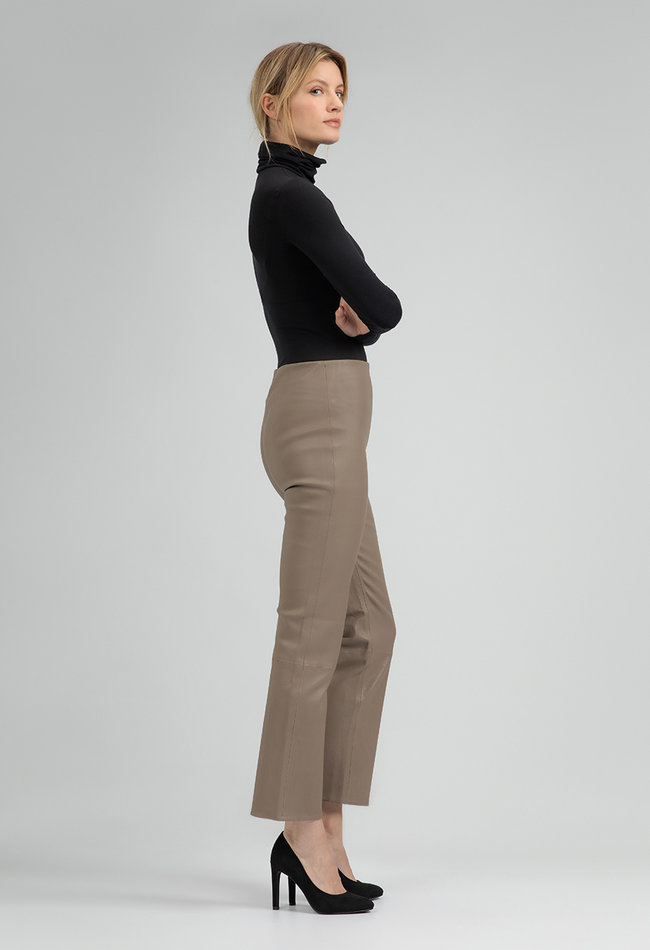ZINGA Leather Real leather pant women taupe| Lina 6654