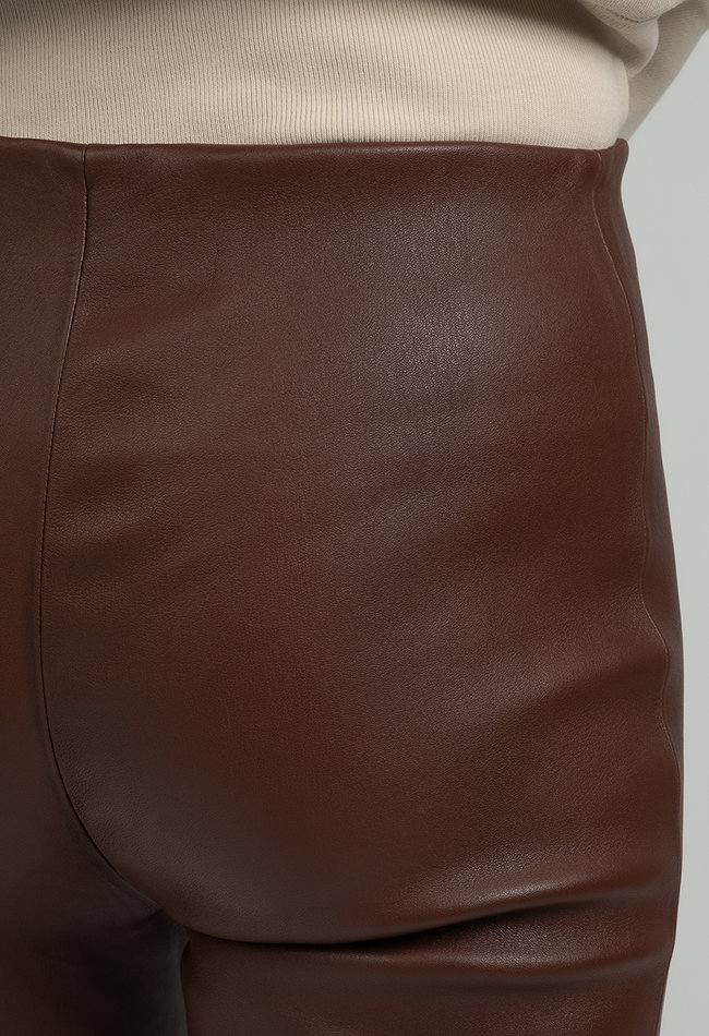 ZINGA Leather ZINGA Leather style LINA – High-Waist Stretch Leather Leggings (Ankle Length / Cropped) Color Cinnamon