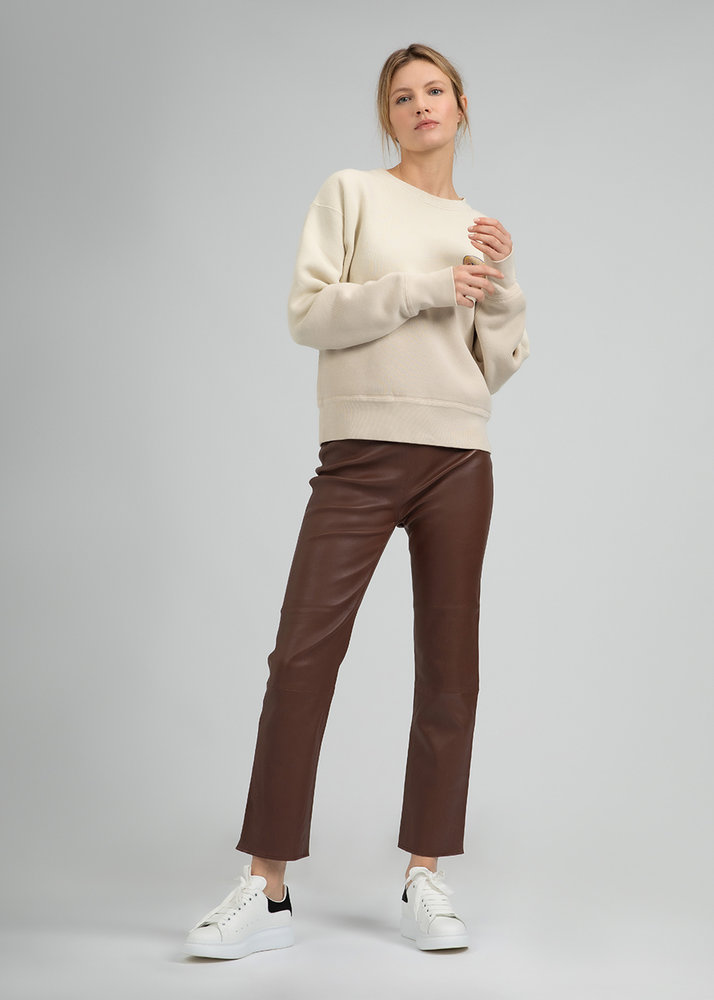 ZINGA Leather 210510-6822 | Damen-Lederhose Cropped Straight Leg Cinnamon LINA 6822
