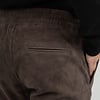 ZINGA Leather Stone Grey Stretch Suede Boyfriend Trousers NOAH with Pockets