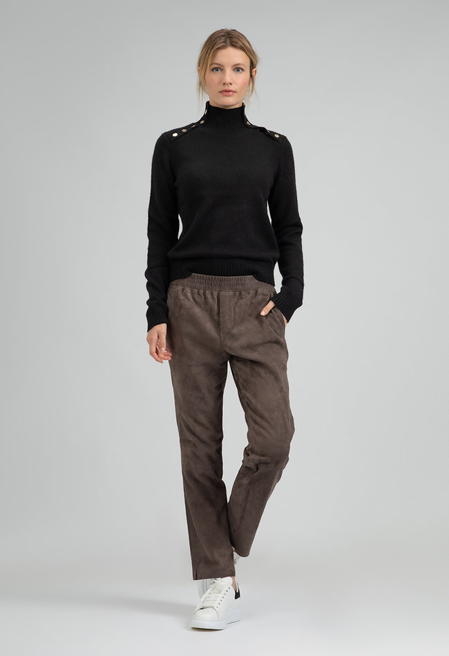 ZINGA Leather Exclusieve Stone Grijze Stretch-Suède Boyfriend Broek NOAH