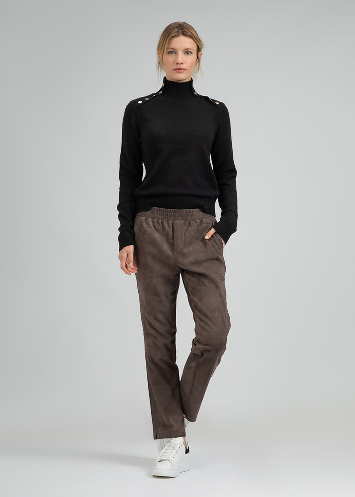 ZINGA Leather Exclusieve Stone Grijze Stretch-Suède Boyfriend Broek NOAH
