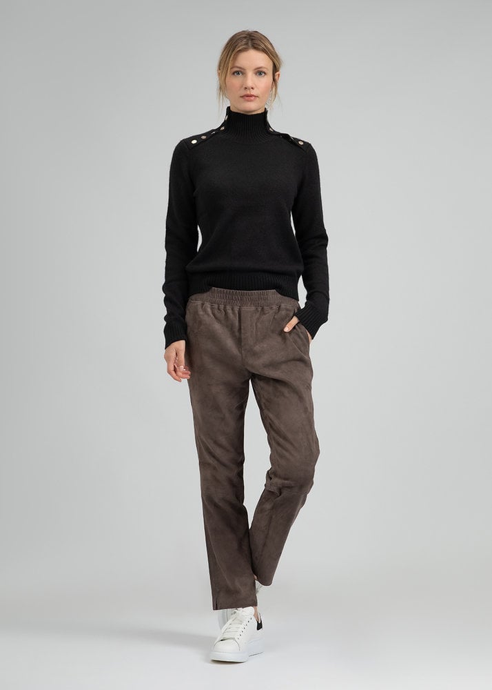 ZINGA Leather Stonegraue Stretch-Wildleder Boyfriend Hose NOAH mit Taschen