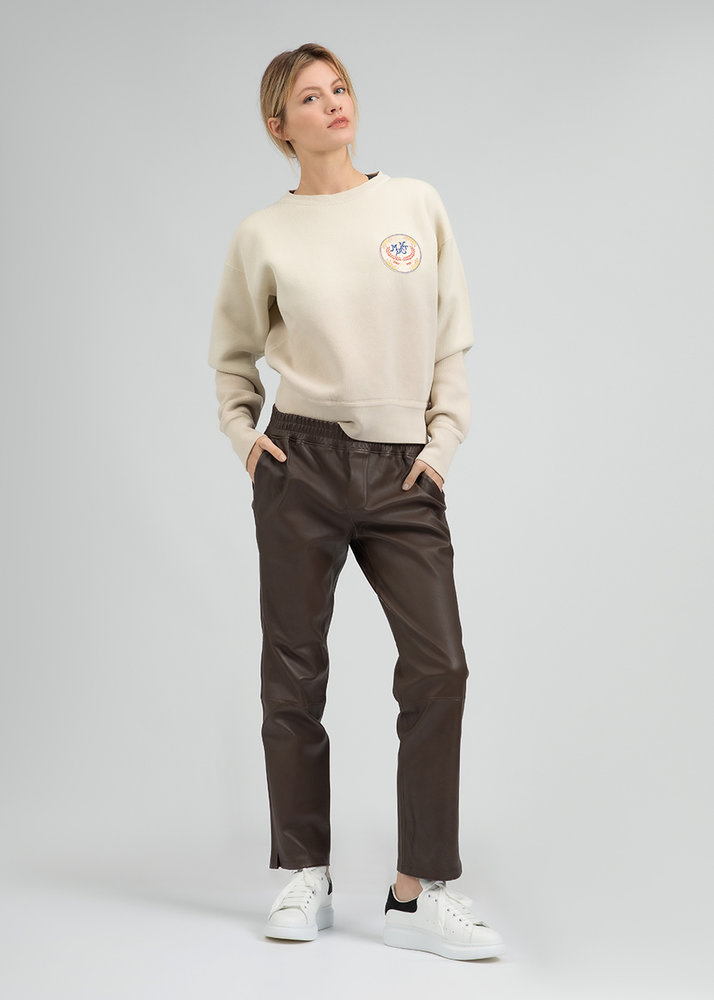 ZINGA Leather Boyfriend pant real leather women brown| Noah 6117 ZINGA Leather Boyfriend pant real leather women brown| Noah 6117