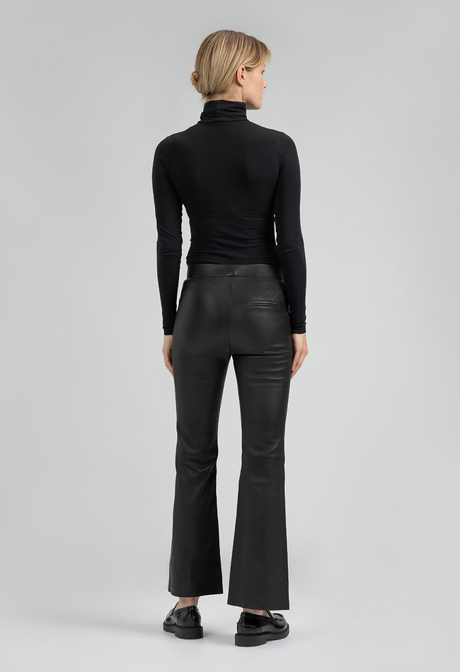 ZINGA Leather Real leather pant women black | Nova 6999