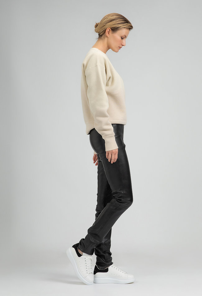 ZINGA Leather Bestselling Leather Leggings UMA in Black with High Waist & Extra Length