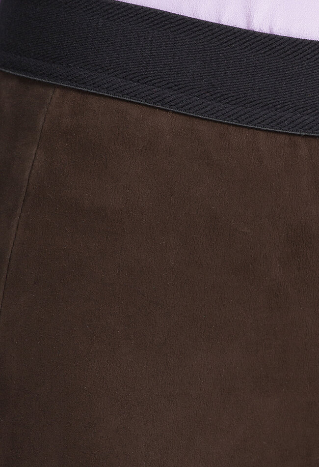 ZINGA Leather Exclusive Dark Brown High Waist Stretch Suede Leggings UMA with Extra Length