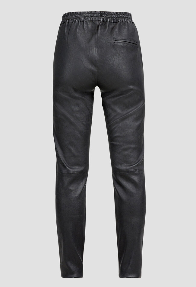 ZINGA Leather Black Leather Boyfriend Trousers RENA with Balloon Silhouette