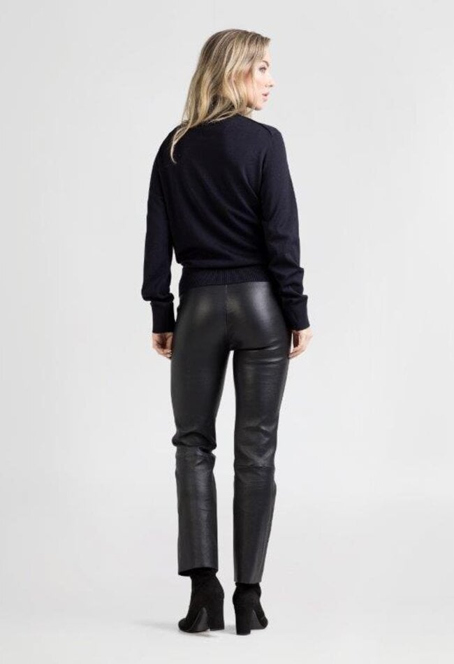 ZINGA Leather Damen-Lederhose Cropped Straight Leg in Schwarz | LINA 6999
