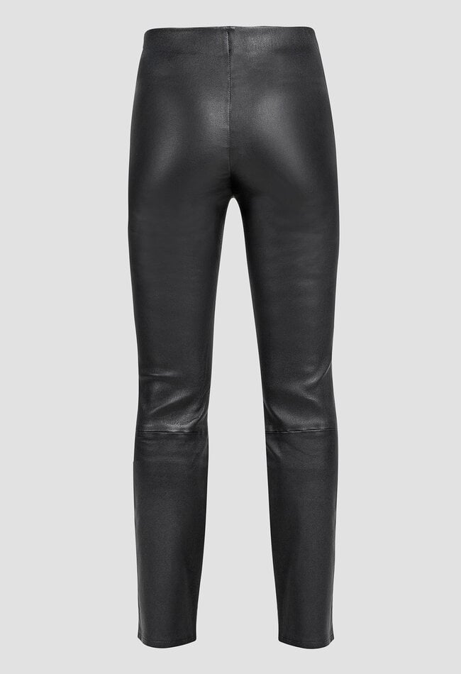 ZINGA Leather Damen-Lederhose Cropped Straight Leg in Schwarz | LINA 6999