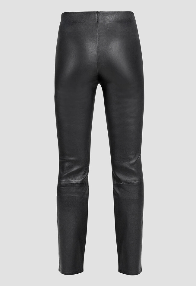 ZINGA Leather Damen-Lederhose Cropped Straight Leg in Schwarz
