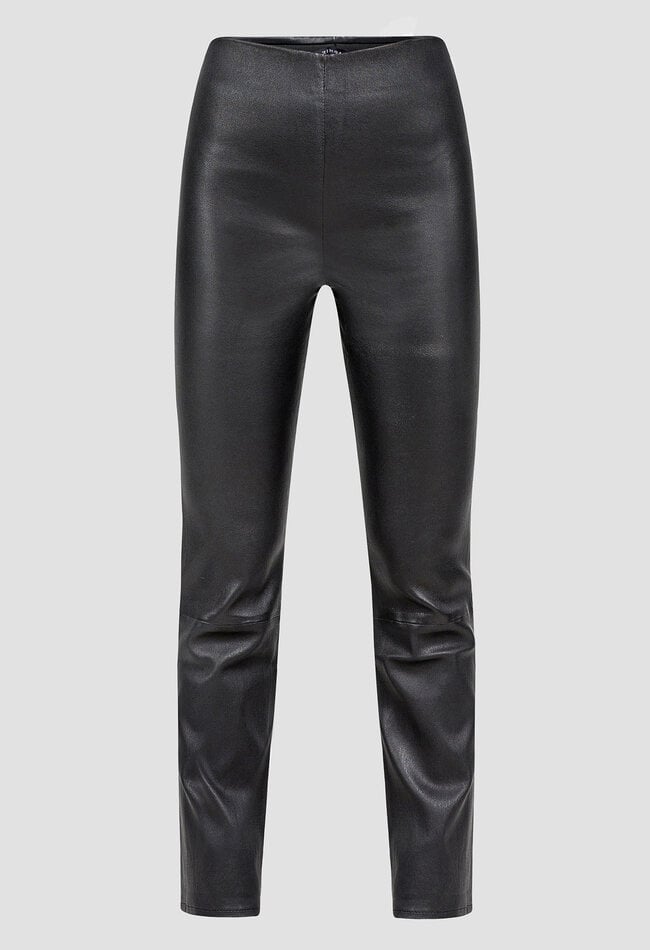ZINGA Leather Damen-Lederhose Cropped Straight Leg in Schwarz | LINA 6999