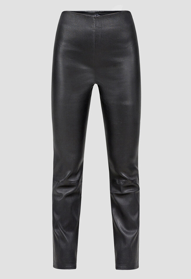 ZINGA Leather Damen-Lederhose Cropped Straight Leg in Schwarz