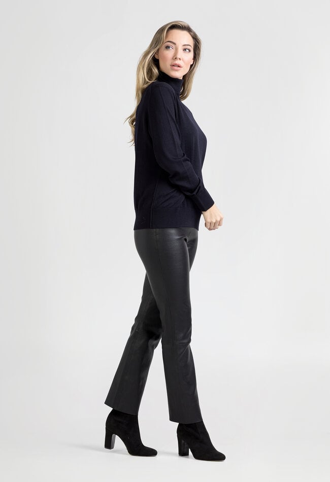 ZINGA Leather Damen-Lederhose Cropped Straight Leg in Schwarz | LINA 6999
