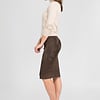 ZINGA Leather ZINGA Leather style COCO 4116  High-Rise stretch Suede Pencil Skirt in color Brown