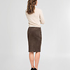 ZINGA Leather Exklusiver brauner Bleistiftrock aus samtweichem Stretch-Wildleder